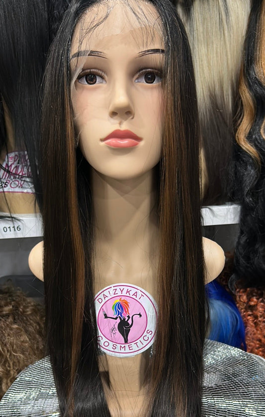 #131 Mia - Deep Middle Parting Lace Front Wig - Color Brown 26in - The Pink Makeup Box