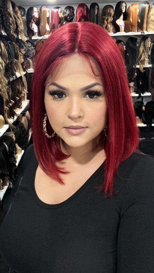 #30 Carrie - 100% Human Hair Wig - RED 12in