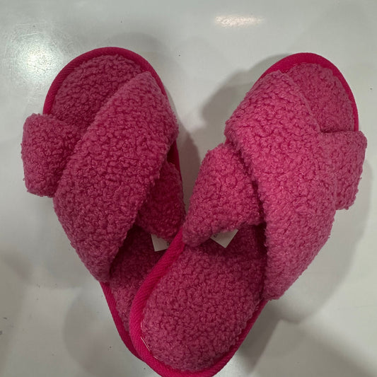 Pink Pretzel Fluffy Slippers - Size 8