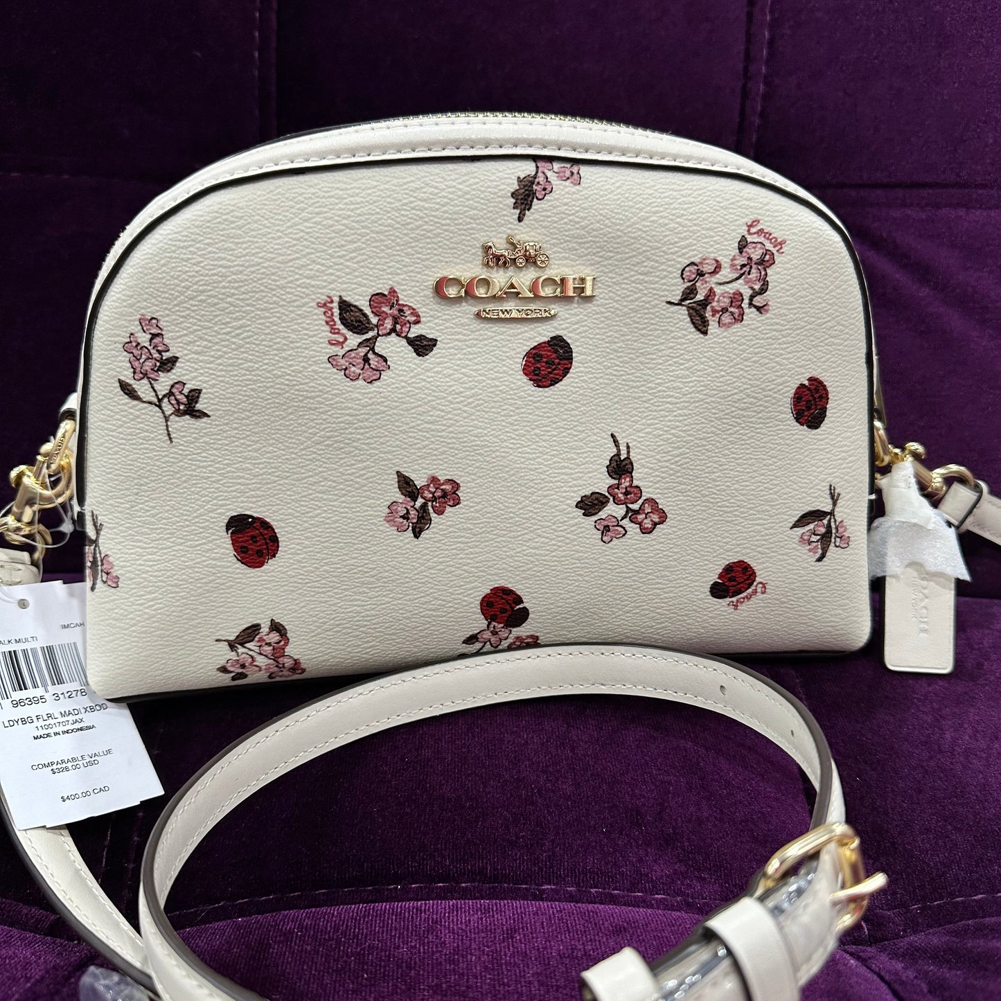 Coach Creme Cherries Authentic Crossbody/Hand Bag