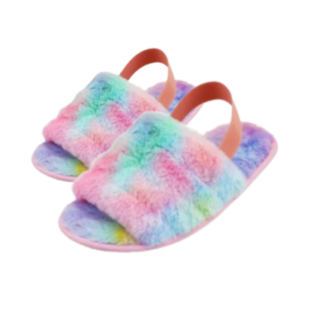 Tie Dye Fuzzy Slippers - Size MEDIUM 7/8