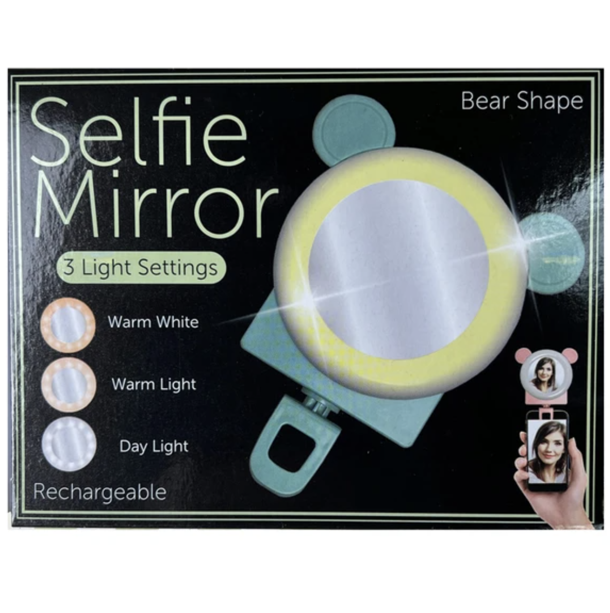 Teddy Phone Ring Light with Mirror - Turquoise