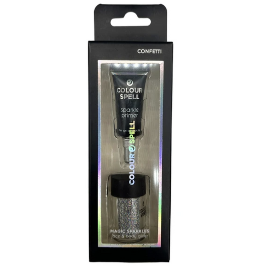 Face & Body Glitter & Primer Set - Confetti Silver