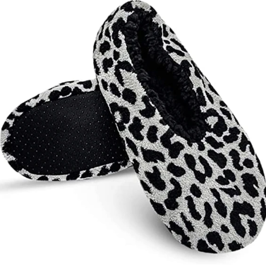 Leopard Sherpa Slippers - Size Medium 6.5-8