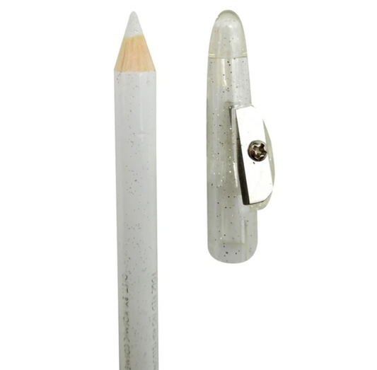 White Glitter Pencil with Sharpener (Ships After 3/19/25)